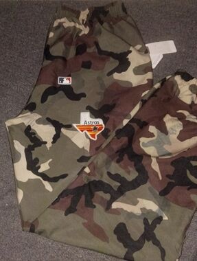 Houston Astros Men's Green Army Camo Athletic Joggers Sweatpants NWT.. double si